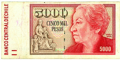 cinco mil pesos chilenos antigos